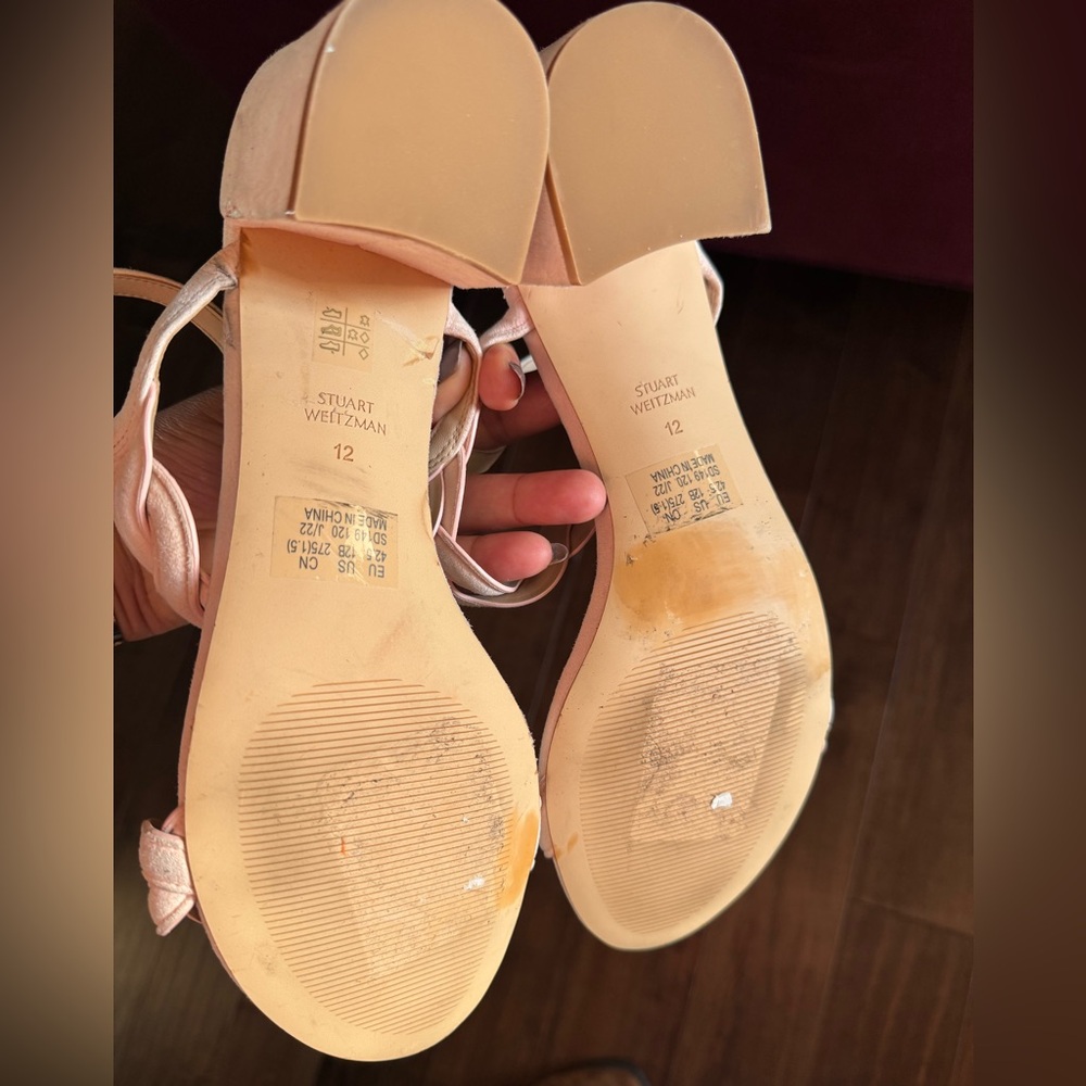 Stuart Weitzman Light Pink Suede Dancer Twistie Sandals Heels sz 12 - Picture 9 of 10